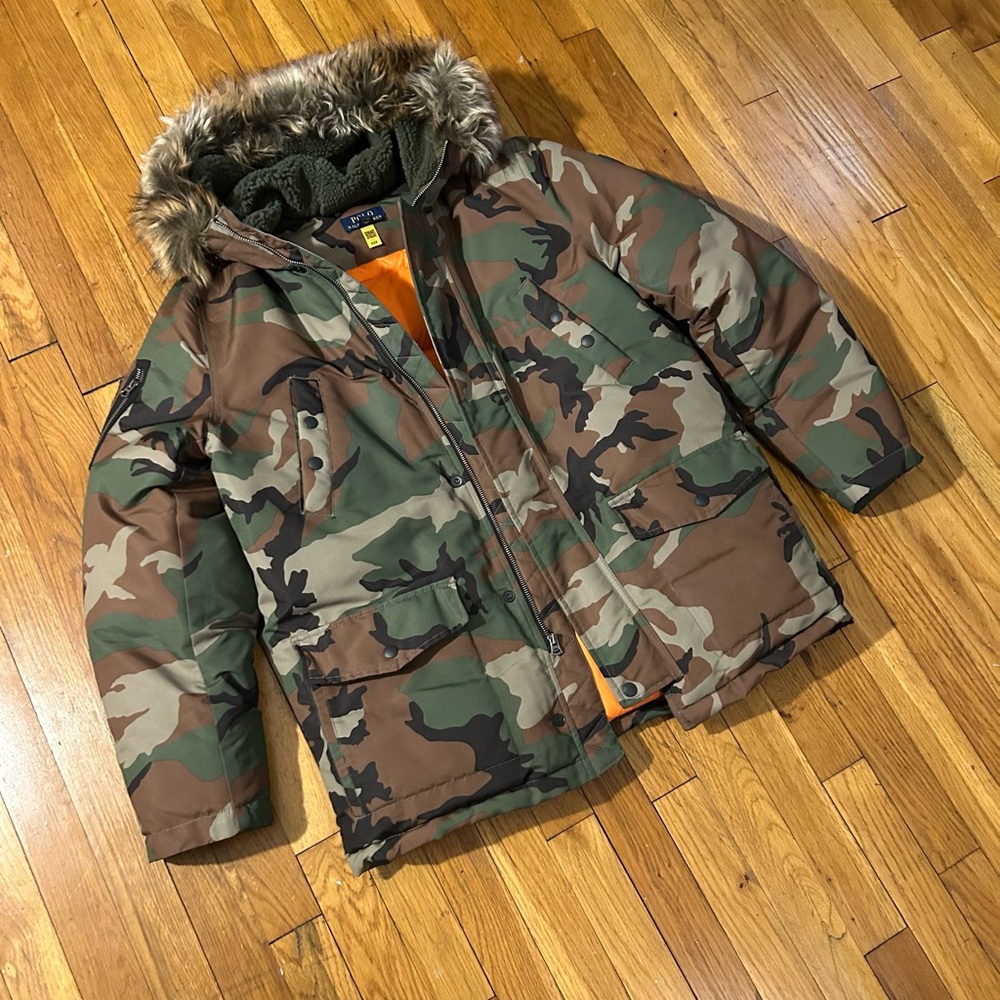 Polo by Ralph Lauren Camouflage Jacket with Orange Lining